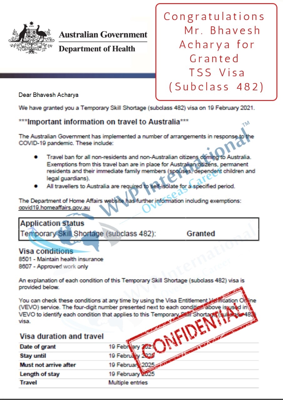 australia subclass 482 granted